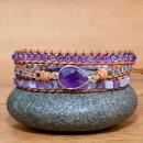 Wickelarmband „Waldlicht“ mit Amethyst-Tropfen